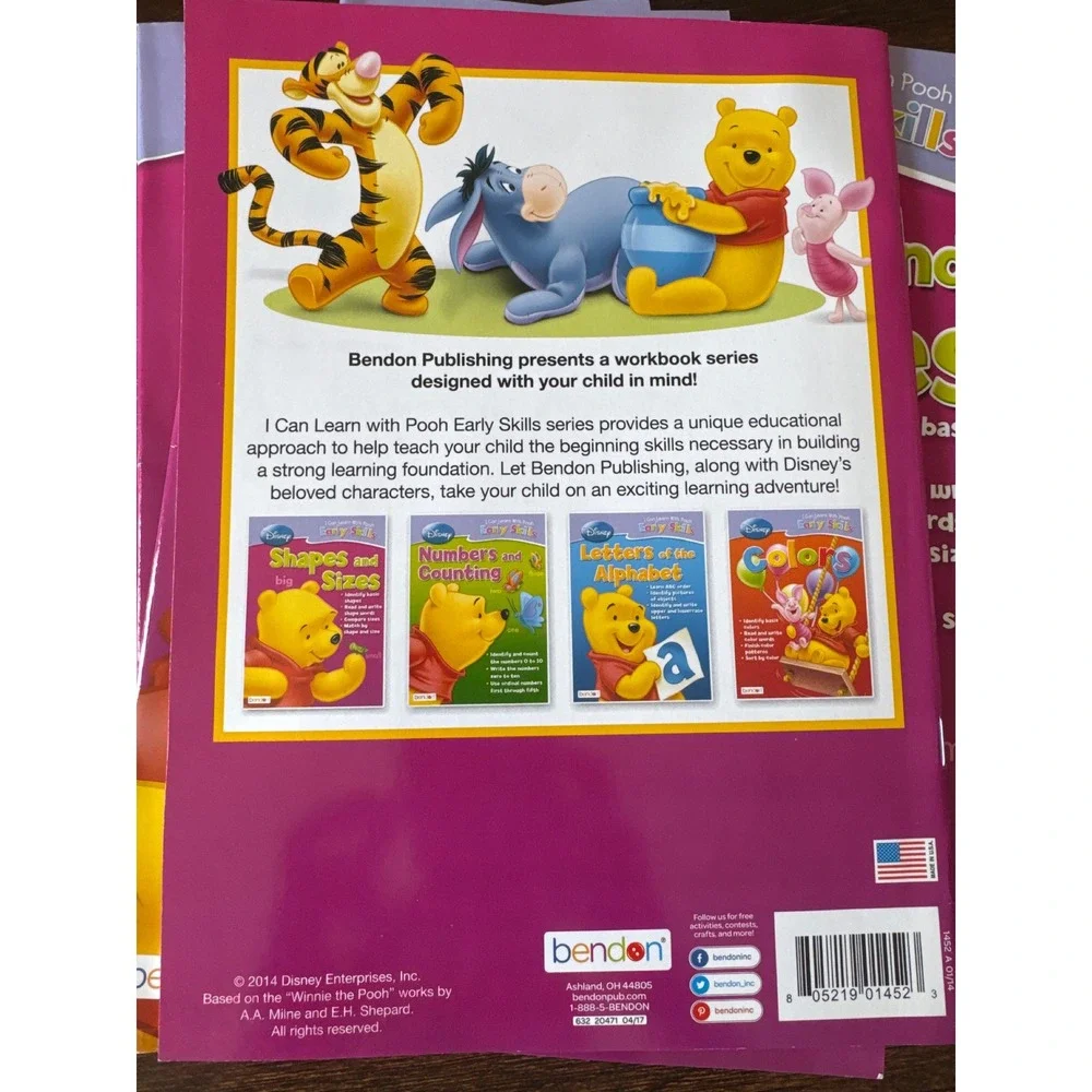 Lot of 7 Disney Winnie the Pooh Early Skills Shapes and Big Sizes Workbooks